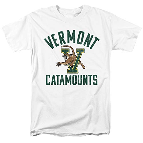 University of Vermont Official Vermont Catamounts Logo Unisex Adult T-Shirt, White, 4X-Large