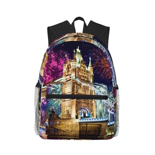 Sac à dos polyvalent avec imprimé Night London Tower Bridge et double bandoulière