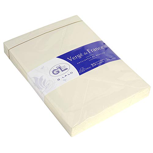 Clairefontaine - Ref 20816L - G.Lalo Gummed Lined Envelopes (Pack of 20) - C5 (162 x 229mm) in Size, PEFC-Certified, White Linings for Confidentiality - Vergé De FR - Ivory