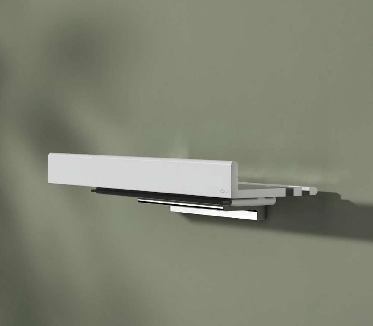 Keuco Reva Repisa de Ducha 35 cm, con Gancho y Extractor, Aluminio Blanco | Made in Germany, extraíble, incl. tornillos y tacos, bandeja ducha para taladrar