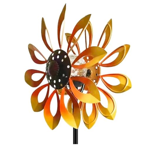 Éclairage LED multicolore pour éolienne solaire de jardin en verre