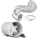 iPower 6 inch Inline Booster Fan and 16 Feet Non-Insulated Flex Air Aluminum Ducting Vent Hose for Kitchen...