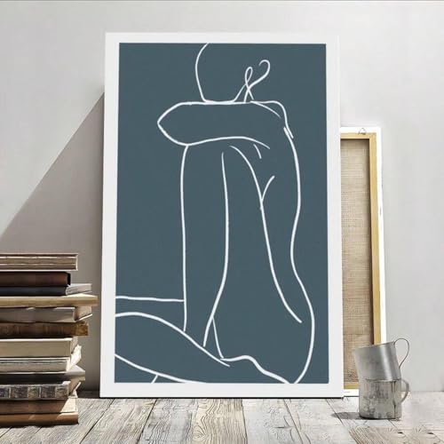 Peinture murale étreinte nue dessin au trait déco salon intime