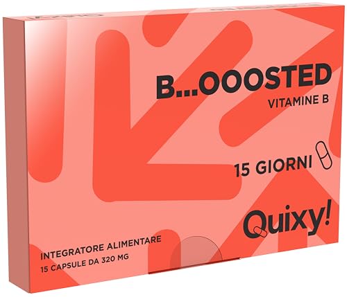 Quixy B...ooosted – Integratore con Vitamine B1, B2, B6, B12, Biotina e Acido Folico per Energia, Stanchezza, Stress, Dieta Vegana e Detox – 15 Capsule Tascabili Made in Italy