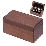 PLIGREAT Caja de madera para anillos de boda, caja rectangular de almacenamiento de anillos de madera con 3 anillos, cajas de exhibición para ceremonia, compromiso, aniversario, 3.7 x 2 x 2 pulgadas