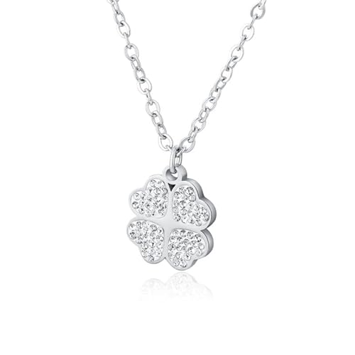 #Brand Gioielli Collana Donna, Quadrifoglio, con Scatola Regalo, Acciaio inox anallergico Senza Nichel