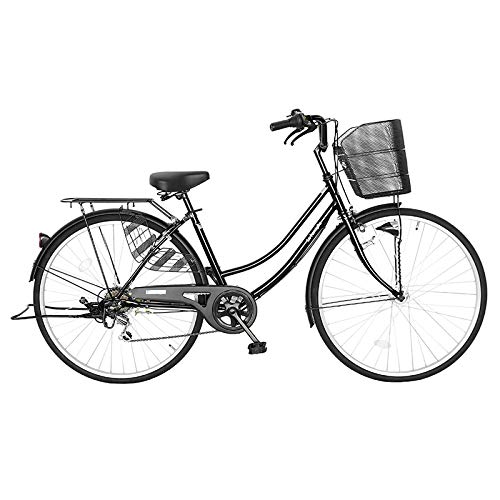 自転車 27インチ サントラスト ママチャリ 6段変速ギア オートライト ギア付き かぎ付き FAMILIA ファミリア ブラック 黒のサムネイル