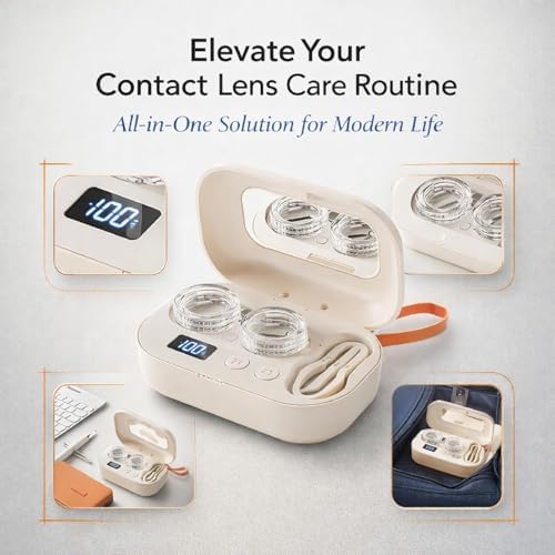 Portable Rechargeable Ultrasonic Contact Lens Cleaner Case, Ultrasonic Portable Electric Glasses Cleaning Box for Home, Travel, Office, Deep Cleans Hard/Soft & Color Lenses (1pcs) - 2