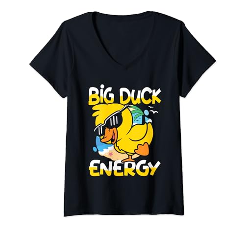 Big Duck Energy Cute Duck Rubber Funny Sarcástico Meme Cita Camiseta Cuello V