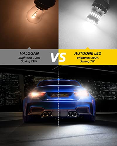 Image of AUTOONE 1156 LED Bulb, LED Reverse Lights 700% Brighter BA15S 7506 1003 1141 P21W 6500K White LED Replacement for Backup Light, Tail Light, Pack of 2