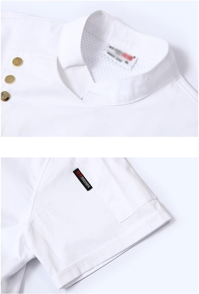 Short Sleeve Chef Coat Unisex Chef Jacket Restaurant Kitchen Cooking Work Uniform with Pockets Cook Shirts