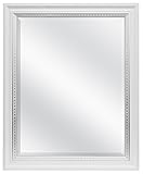 MCS 22x28 Inch Embossed Accent Wall Mirror, 27 x 33 Inch, White Wood Grain with Silver Trim Finish