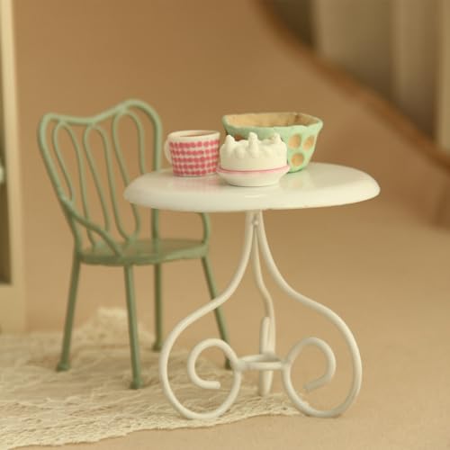 Chaise pour maison de poupée 1:12 en métal pour salon et jardin miniature au style nordique - 3