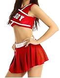 TiaoBug Women's Adult Sexy Cheer Leader Costume Halloween Uniform Fancy Dress Outfit Red Small