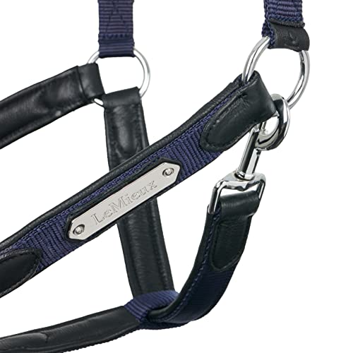 Lemieux Capella Halter - Soft Leather - Metal Fittings - Anatomic Design - Padded For Extra Comfort (Navy - Full) #TOP3