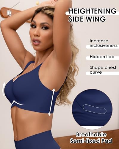 Image of HORISUN Seamless Bras Full Coverage Wireless Push Up Bra for Women No Underwire Comfort V Neck Bralettes with Support