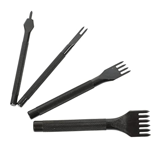 Luxshiny Leather Crafts Hole Punching Tool 4pcs Set Handmade Easy to Use Anti-Slip Handle Amateurs