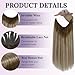 Fshine Invisible Wire Hair Extensions Real Human Hair 16 Inch 86 G Secret Wire Layered Hairpiece Olive Brown to Ash Brown and Blonde One Piece Clip in Hair Extensions for Women