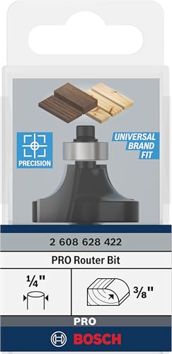 Image of BOSCH PRO Rounding Over Router Bit | R3 /8 inchxO1 1 /4 inchxL41 /64 inchxS1 /4 inch | Built for Edge Perfection | Smooth, Refined Corners in Wood & Boards | Long-Lasting Carbide Blade