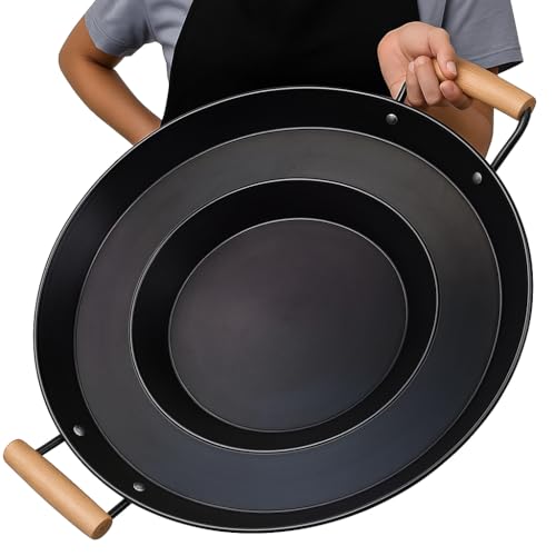 Eiqijci Disco para Cocinar Discada 20 Mexican Wok Cncavo de Acero al Carbn con Doble Asa Concave Comal para Tacos y Enchiladas Fritas/Disco para Frer Pescado Pan Only Gas/Electric