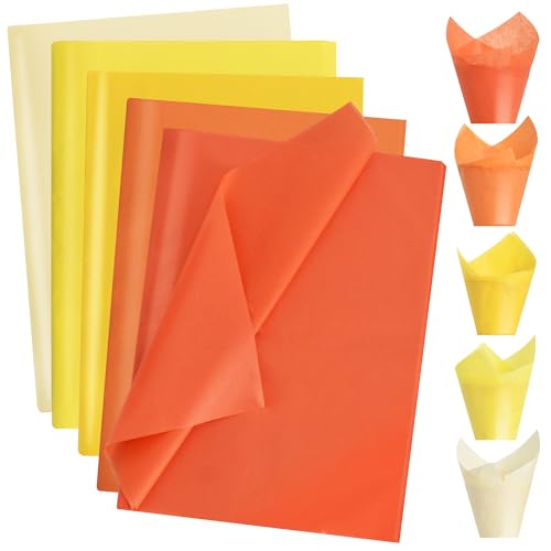 Image of BEISHIDA 100 Sheets Yellow Series Tissue Paper Bulk, Wrapping Tissue Paper for Gift Bags, 14 x 20 Inch Gift Wrap for Birthday Wedding Graduation DIY Crafts Holiday Flowers(Yellow Series)