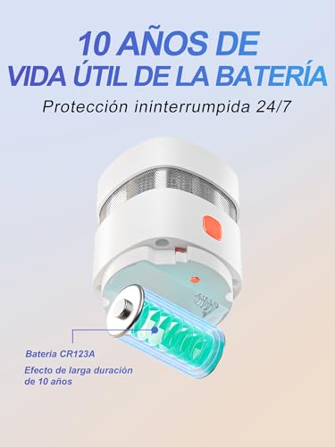 Detector de humo compacto Heiman para la seguridad del hogar familiar con batería de 10 años, 3 uds 6