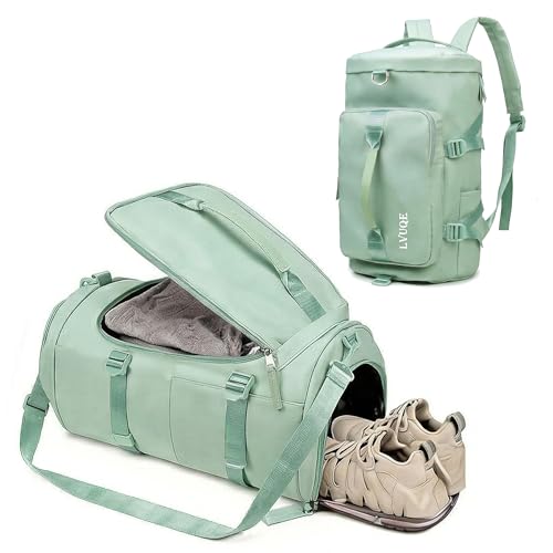 Gym Duffle Bag with Shoe Compartment & Wet Pocket Waterproof Lightweight Travel Bag for Workout Sports Overnight & Weekender(Green)