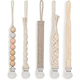 Modern Pacifier Clip for Boy and Girl 5 Pack Metal Braided Rope Common for Pacifier Shower Set