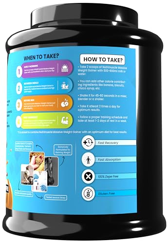 Image of NUTRIMUSCLE MASSIVE WEIGHT GAINER - 7 LBS - 3.175 KGS - CHOCO LATTE FLAVOUR - FOR MUSCLE AND MASS GAIN - MADE IN INDIA