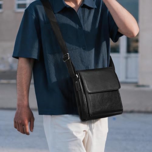 Image of Augus Mens Leather Crossbody Messenger Bag for Work Travel Daily Casual