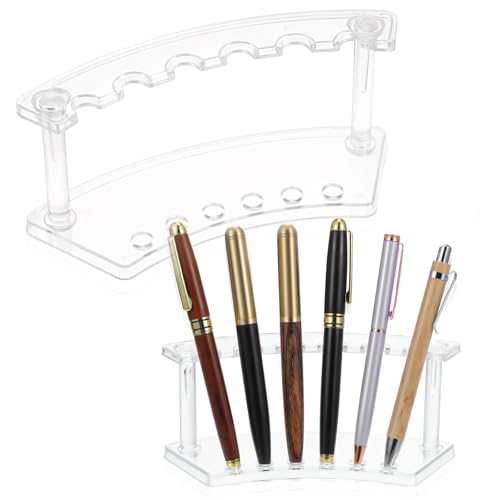 2 Pcs Pen Display Stand 6 Slot Pen Stand Transparent Pen Display Stands for Vendor Events Eyebrow Pens Stands Makeup Brush Rack Organizer Suitable for School, Office, Store, Household Supplies