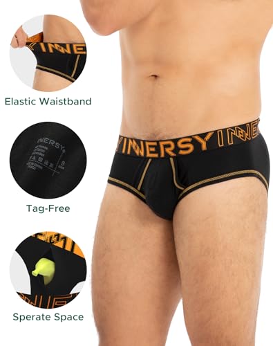 INNERSY Men's Cotton Briefs with Support Pouch Moisture-Wicking Sexy Underwear 4 Pack3