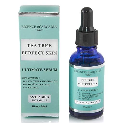 Tea Tree Perfect Skin Facial Serum, Ultimate Anti-Aging Formula for Acne-Prone Skin with 20% Vitamin C, Tea Tree Essential Oil, Retinol and Hyaluronic Acid for Clear, Soft, Radiant Skin.