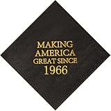 Crisky 60th Birthday Disposable Napkins Black and Gold Dessert Beverage Cocktail Cake Napkins 60th Birthday Decoration Party Supplies for Man, Vintage 1966, 50 Pack 4.9