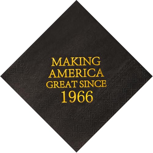 Crisky 60th Birthday Disposable Napkins Black and Gold Dessert Beverage Cocktail Cake Napkins 60th Birthday Decoration Party Supplies for Man, Vintage 1966, 50 Pack 4.9