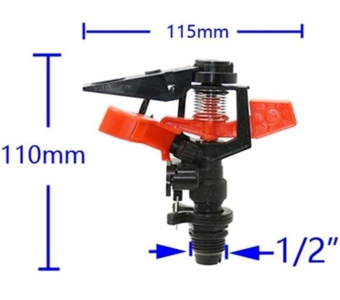 Suinga Pack 25 Aspersor de Riego Agricola Regulable | Aspersor Circular y Sectorial 1/2'' | Aspersor de Césped Impulso 8 a 13 m