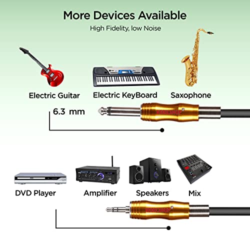 KEBILSHOP 3.5mm 1/8" Male to 6.35mm 1/4" Male Stereo 3 Meter/10 Feet Audio Cable with Zinc Alloy Housing for Headphones,Laptop,Home Theater Devices, and Amplifiers & More (3 Meter/10 Feet, Black) 4 41sUBTd4HML