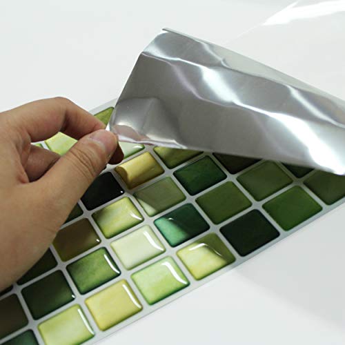 Unidesign Beaustile Peel And Stick Backsplash 3D Mosaic Tile Sticker (N.green) (10, 5.28" X 14.8") #TOP1