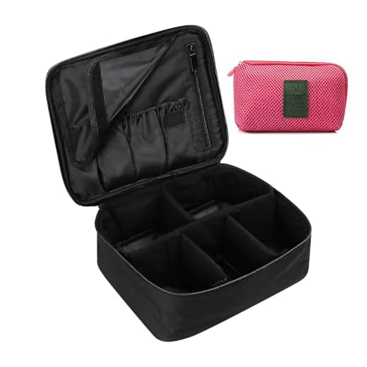DIMJ Neceser Maquillaje, Bolsa de Maquillaje Ligera con Divisores Bolsillos Profesional Organizador de Maquillaje Bolso de Cosméticos de Viaje con Bolsa de Cable USB (Negro)
