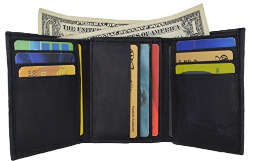 Men's Lambskin Leather Trifold Center Flap Double ID Credit Card Holder Wallet2