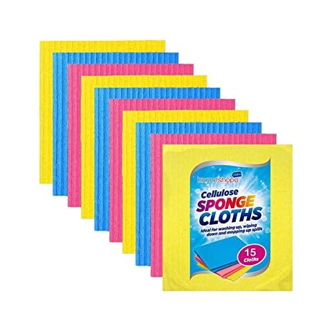 Eco-Friendly Swedish Dishcloths Cellulose Sponge Cloth Biodegradable Super Absorbent for Washing Dishes, Wiping Down Surfaces & Mopping Up Spills Kitchen Household Multi-Purpose Reusable Cloths (5) Cover