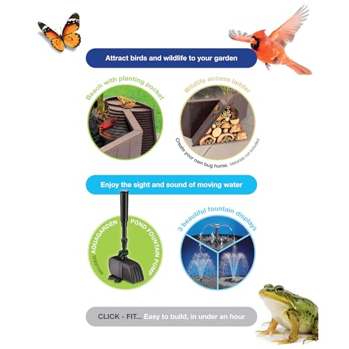 Aquagarden 8857 No Dig Nature Pool, Complete Water Feature Kit, Attract Birds And Wildlife To Your Yard, Includes Pond Structure, Liner, Fountain Pump thumb #4
