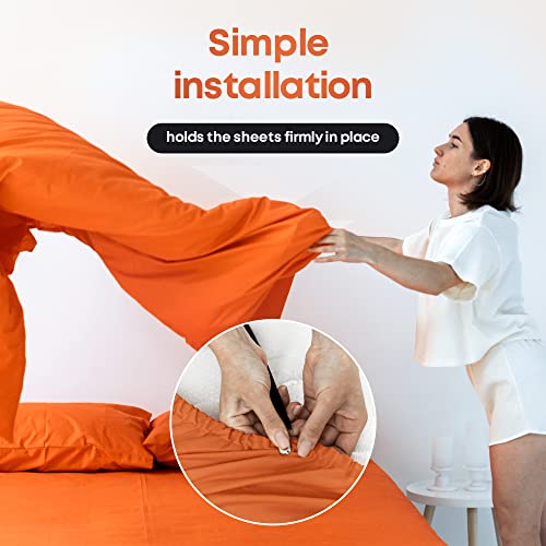 Bed Sheet Straps Set 4 Pcs - Black Sheet Holders For Corners - Full Mattress Cover Fitted Sheet Clips To Hold Sheets In Place - Premium Nickel-Plated Bed Sheet Clips With Adjustable Bed Bands #TOP4