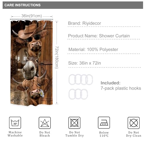 Riyidecor Small Stall Cow Half Rv Single Bathroom Shower Curtain Set by Riyidecor - Used condition - Image 4
