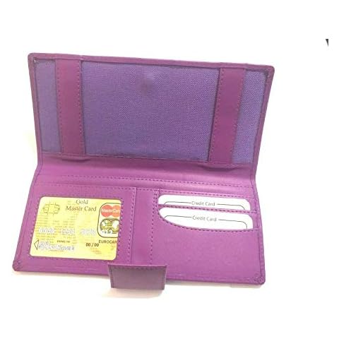AKSHIDE Looped Leather Cheque Book Holder/Leather Cheque Book Cover/Leather Cheque Book Wallet (Purple) Cover
