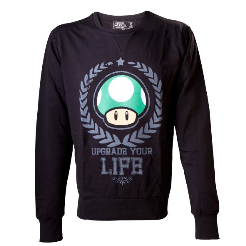 Nintendo Sudadera Mushroom Seta 1UP Upgrade Your Life tamaño m – Super Mario Bros. Sweater...