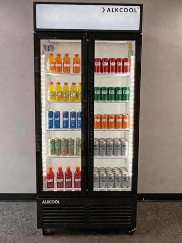 Image of Commercial Beverage Refrigerator DisplayFridge, Two Glass Door Upright Drink Cooler with LED LightAdjustable Shelves,ETL Sanitation,18.5 Cu Ft,35.6 inch lide(Hinge Door)