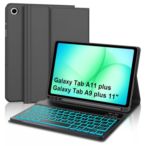 Funda teclado para Samsung A11+ retroiluminado en 7 colores con conexión bluetooth