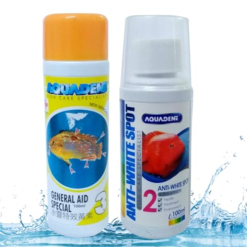 Jainsons Pet Products Aquadene Aquarium Fish Care Special Freshwater and Saltwater Effective Treatment for Fish Tank (100 ML, General AID, Anti White SPOT)