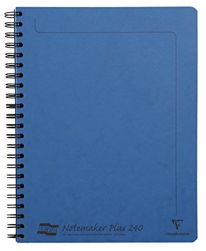 Image of Clairefontaine - Ref 482/1130Z - Europa Notemaker Sidebound Notebook (120 Pages) - A4+ Size, 90gsm Brushed Vellum Paper, Micro-Perforated Sheets, Lined Rulings - Blue